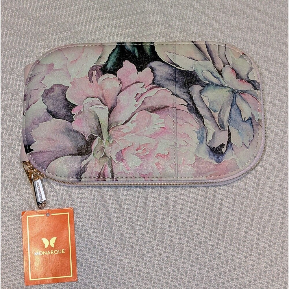 Monarque Pink Peonies Item #88007 Crossbody Wallet Purse NWT No Handle Strap